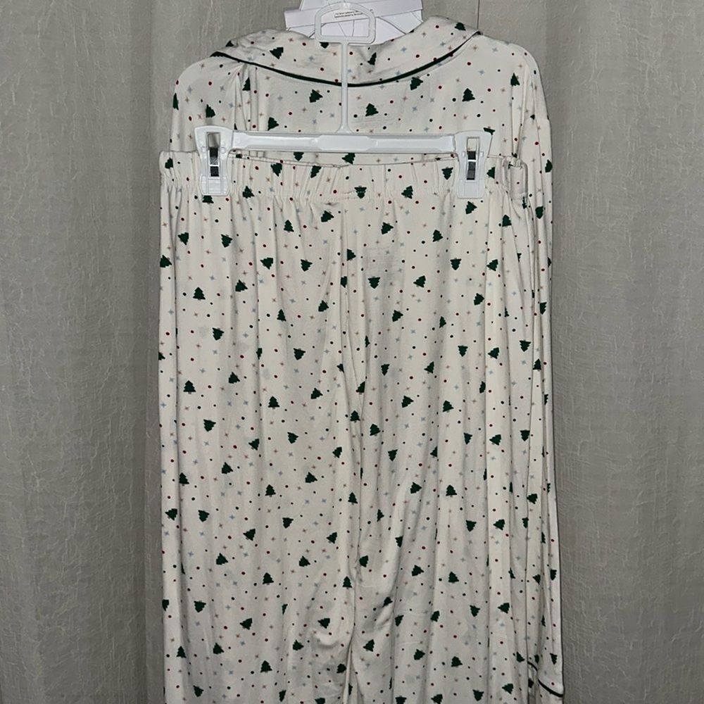 TAHARI L White Green Christmas Tree Notched Collar Long Sleeve Pants PJ Gift Set - Picture 5 of 5